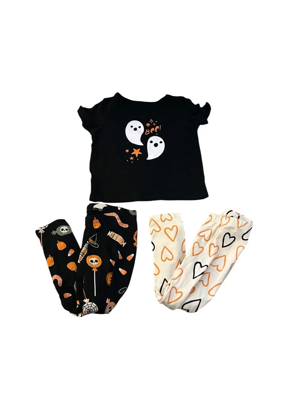 Toddler Girl Halloween Pumpkin Ghost Pajamas Leggings Bundle Box Size 2T/3T/4T